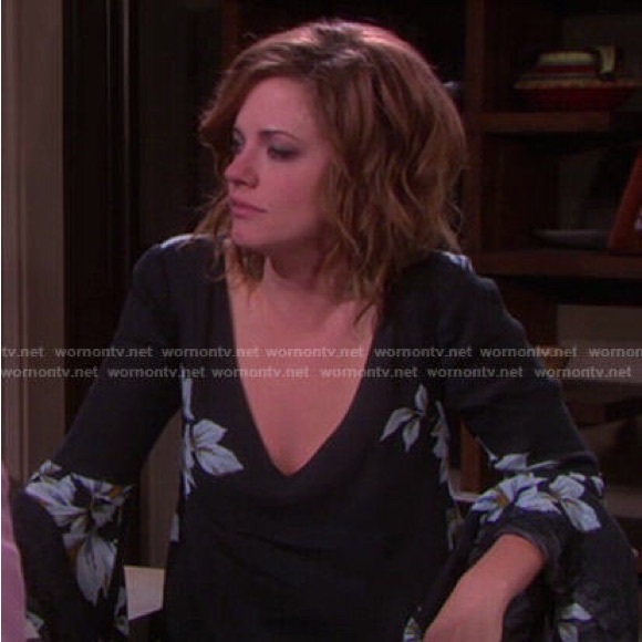 Free People Wanderer Floral Mini Bell Sleeve Dress Small Women’s Black Blue - Picture 7 of 7